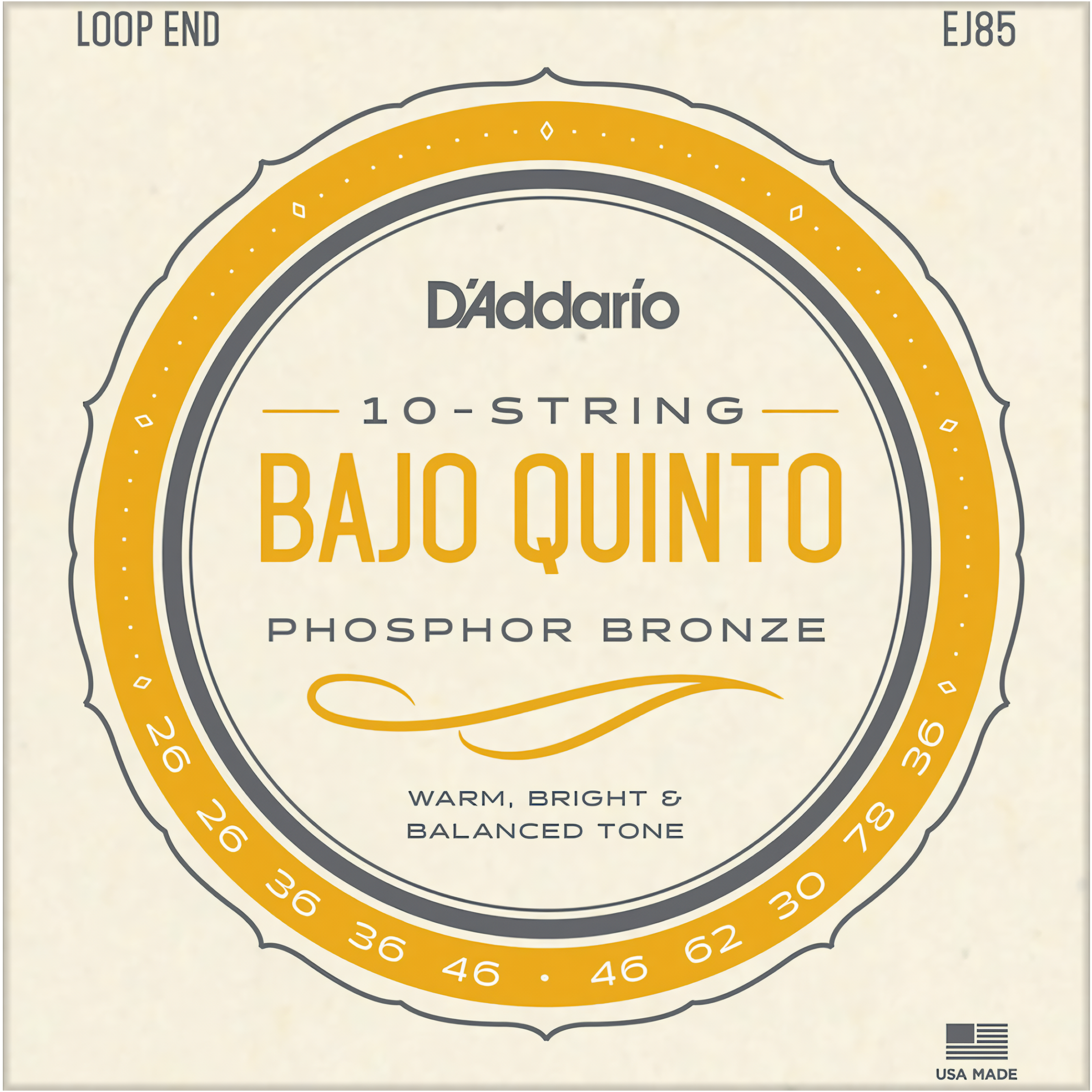 Cuerdas Bajo Quinto Daddario EJ85 de bronce set de 5 pares para bajo quinto