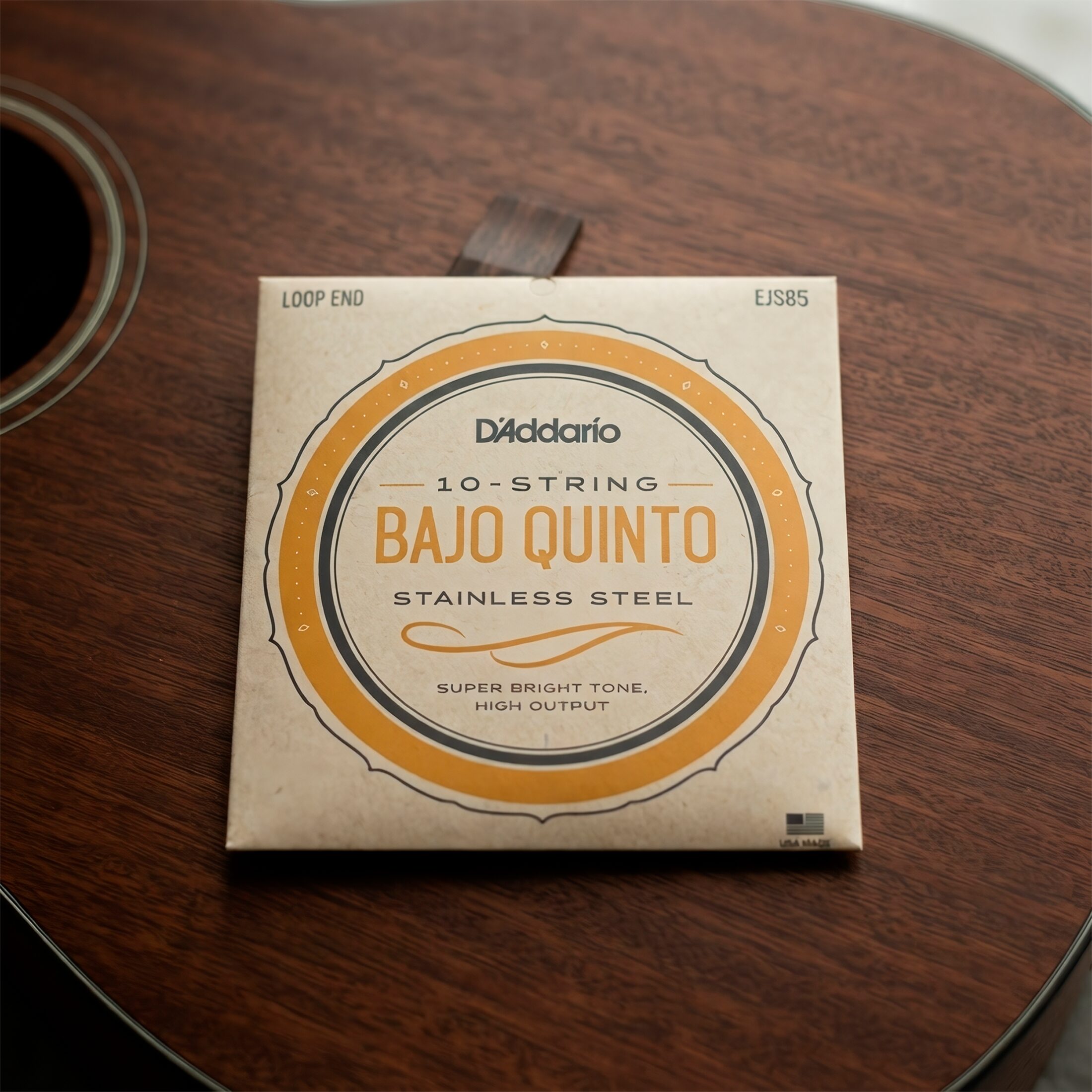 Cuerdas Daddario EJS85 para bajo quinto de acero inoxidable, set de 10 piezas con tono súper brillante