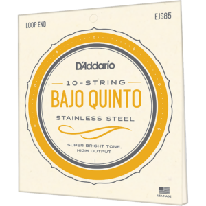 Cuerdas Daddario EJS85 para bajo quinto de acero inoxidable, set de 10 piezas con tono súper brillante