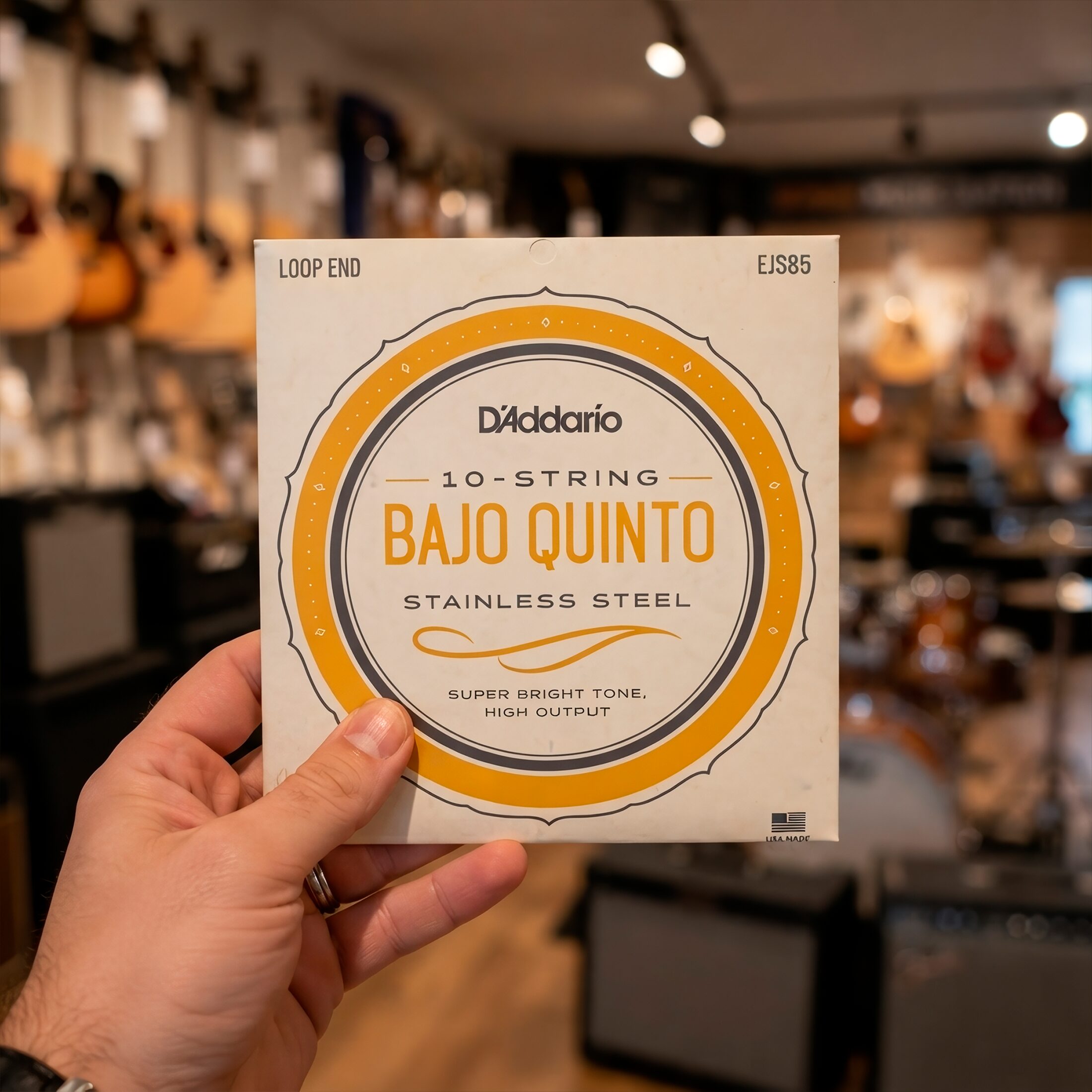 Cuerdas Daddario EJS85 para bajo quinto de acero inoxidable, set de 10 piezas con tono súper brillante