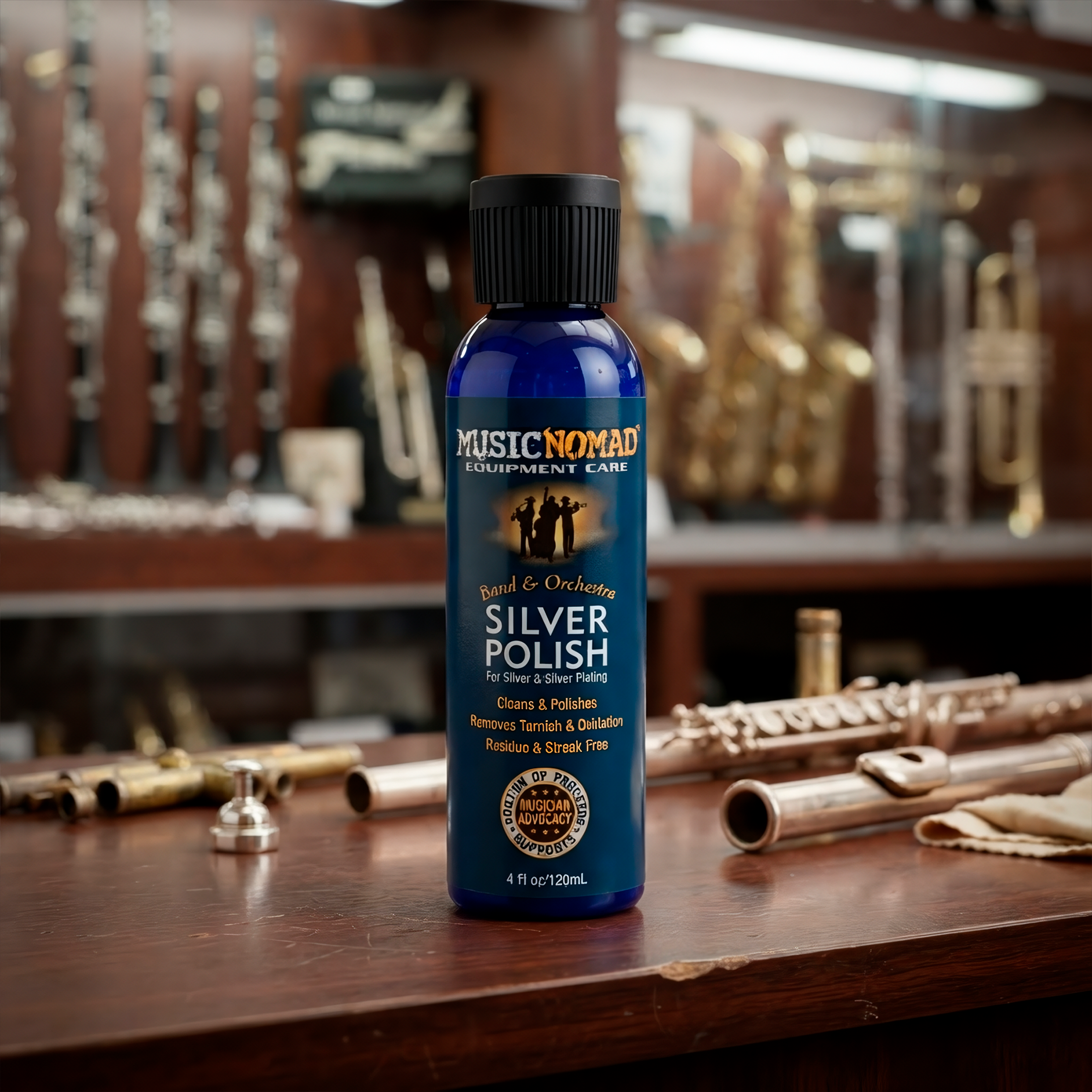 Limpiador De Alientos Plata Y Niquel Music Nomad MN701 pulidor de 120 ml para instrumentos de viento