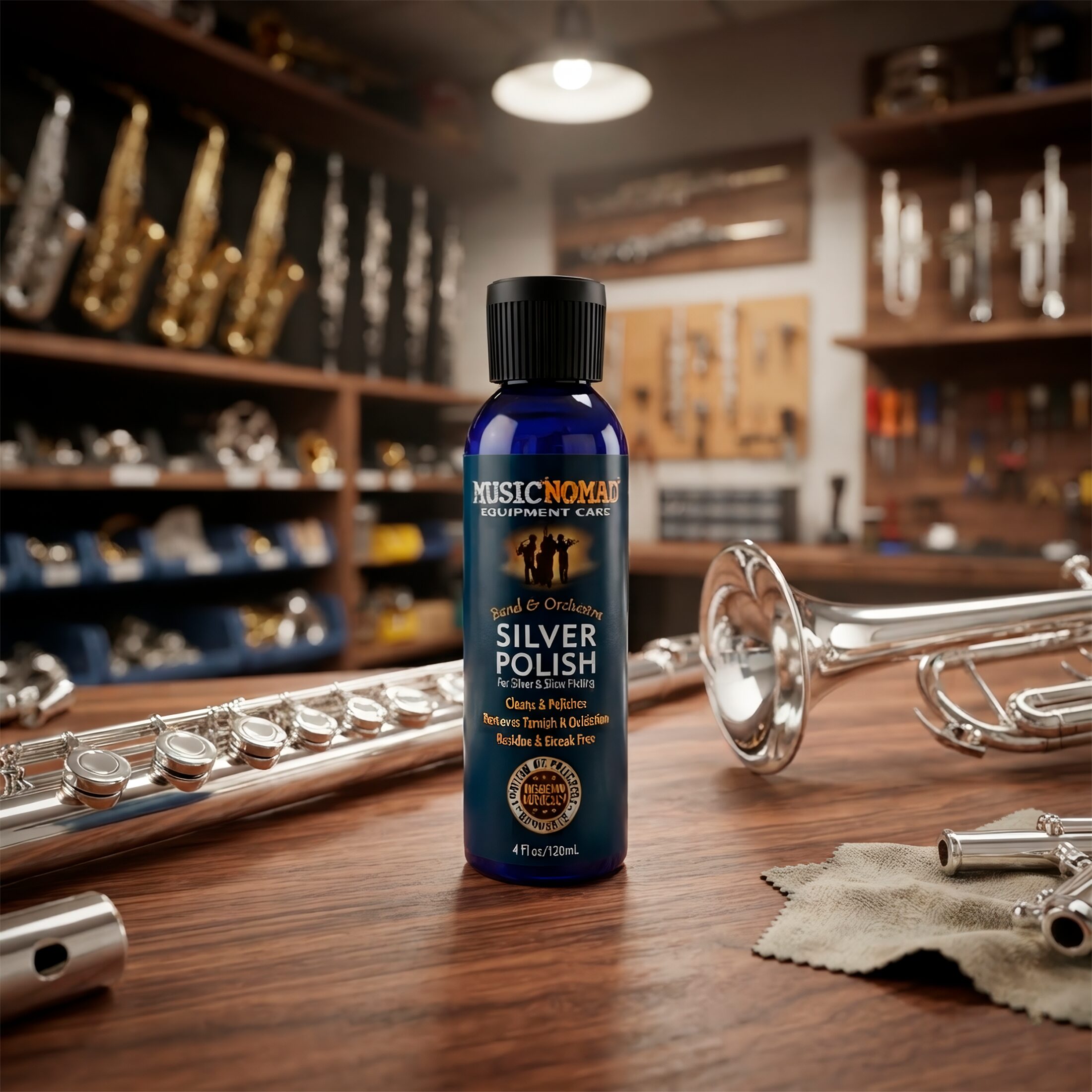 Limpiador De Alientos Plata Y Niquel Music Nomad MN701 pulidor de 120 ml para instrumentos de viento