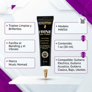 Limpiador de Trastes Guitarra MN104 Music Nomad Fret Polish de 30 ml para limpiar y abrillantar trastes