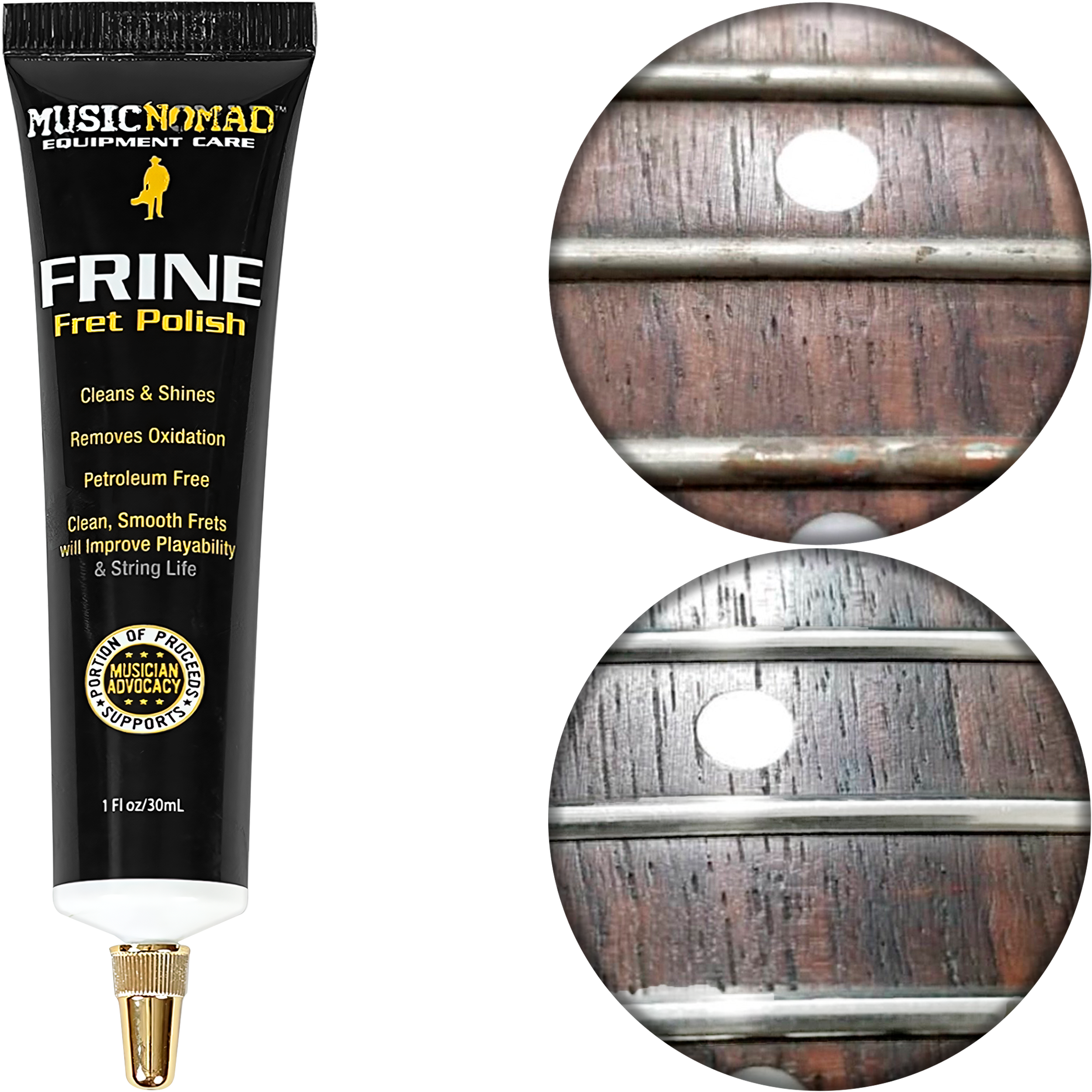Limpiador de Trastes Guitarra MN104 Music Nomad Fret Polish de 30 ml para limpiar y abrillantar trastes